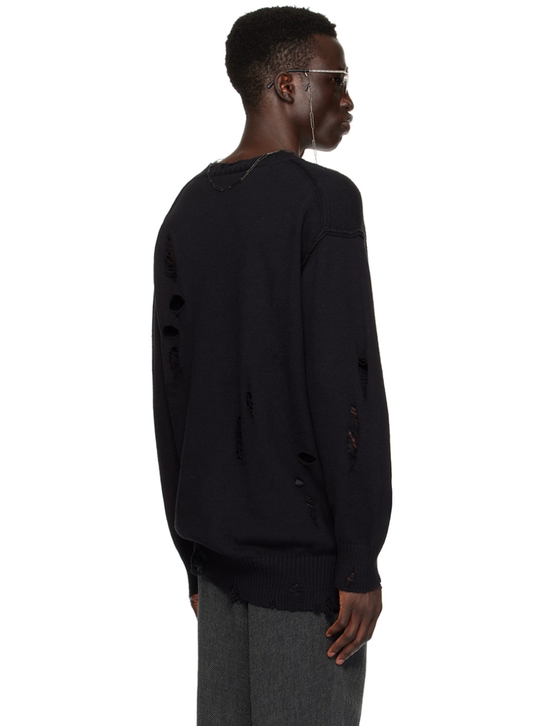 Black Distressed Sweater - 3