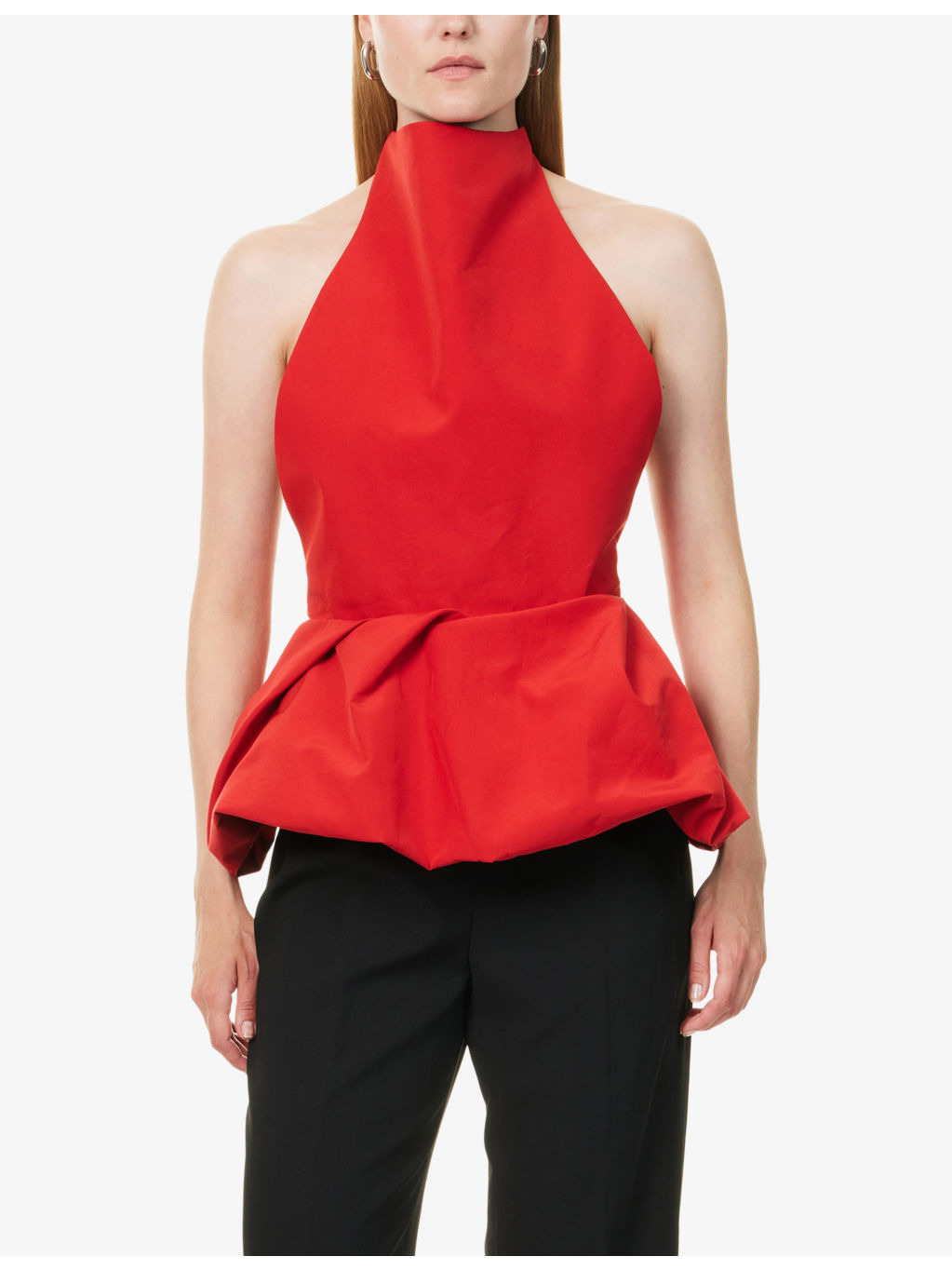 Draped Halterneck Cotton-Blend Top - 3