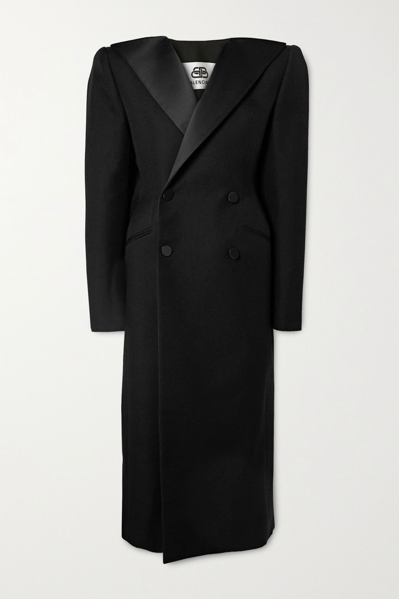 Satin-trimmed wool-twill coat - 1