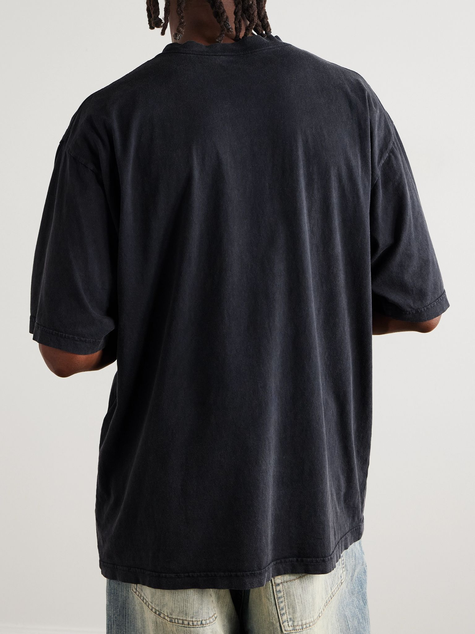 Oversized Logo-Print Cotton-Jersey T-Shirt Black - 3