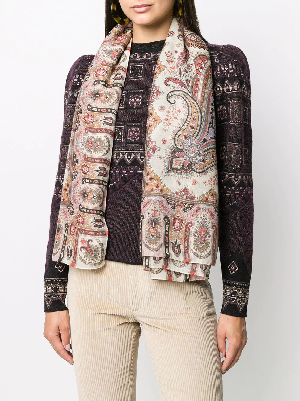 paisley print cashmere scarf - 2