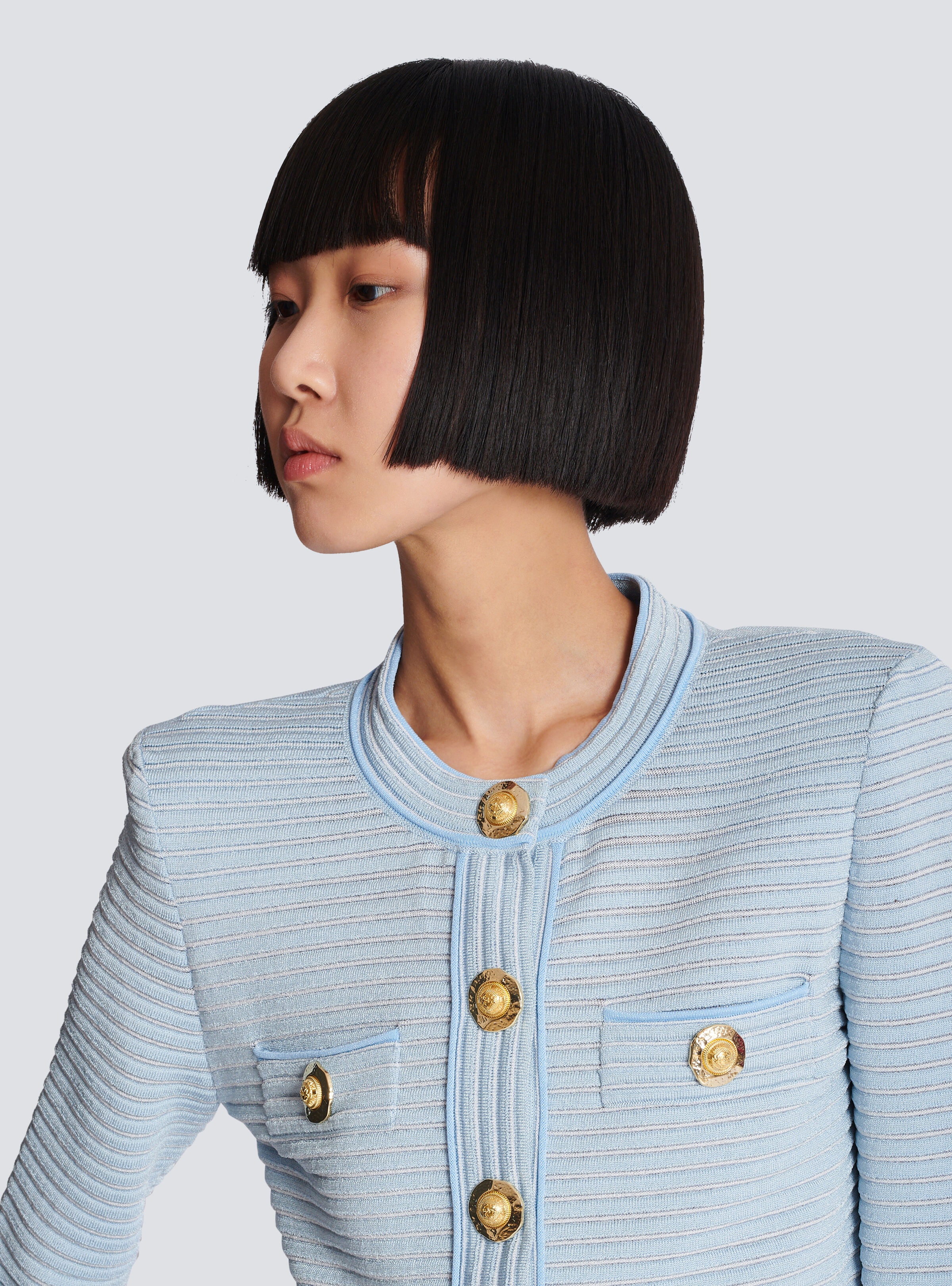 Long-sleeved textured knit cardigan - 7