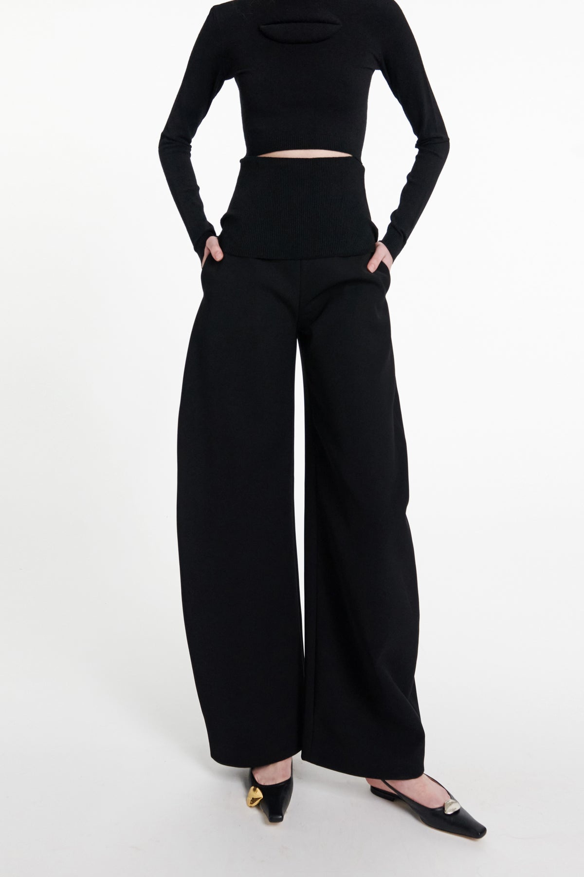 ROUNDED TAILORED TROUSERS BLACK - 5