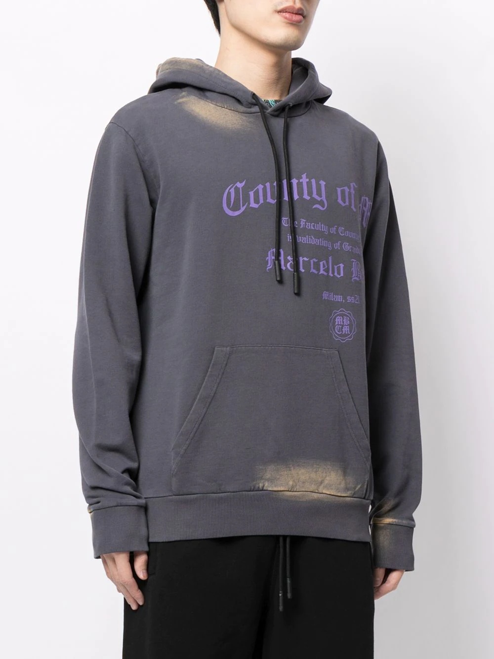 logo-print bleached effect hoodie - 3