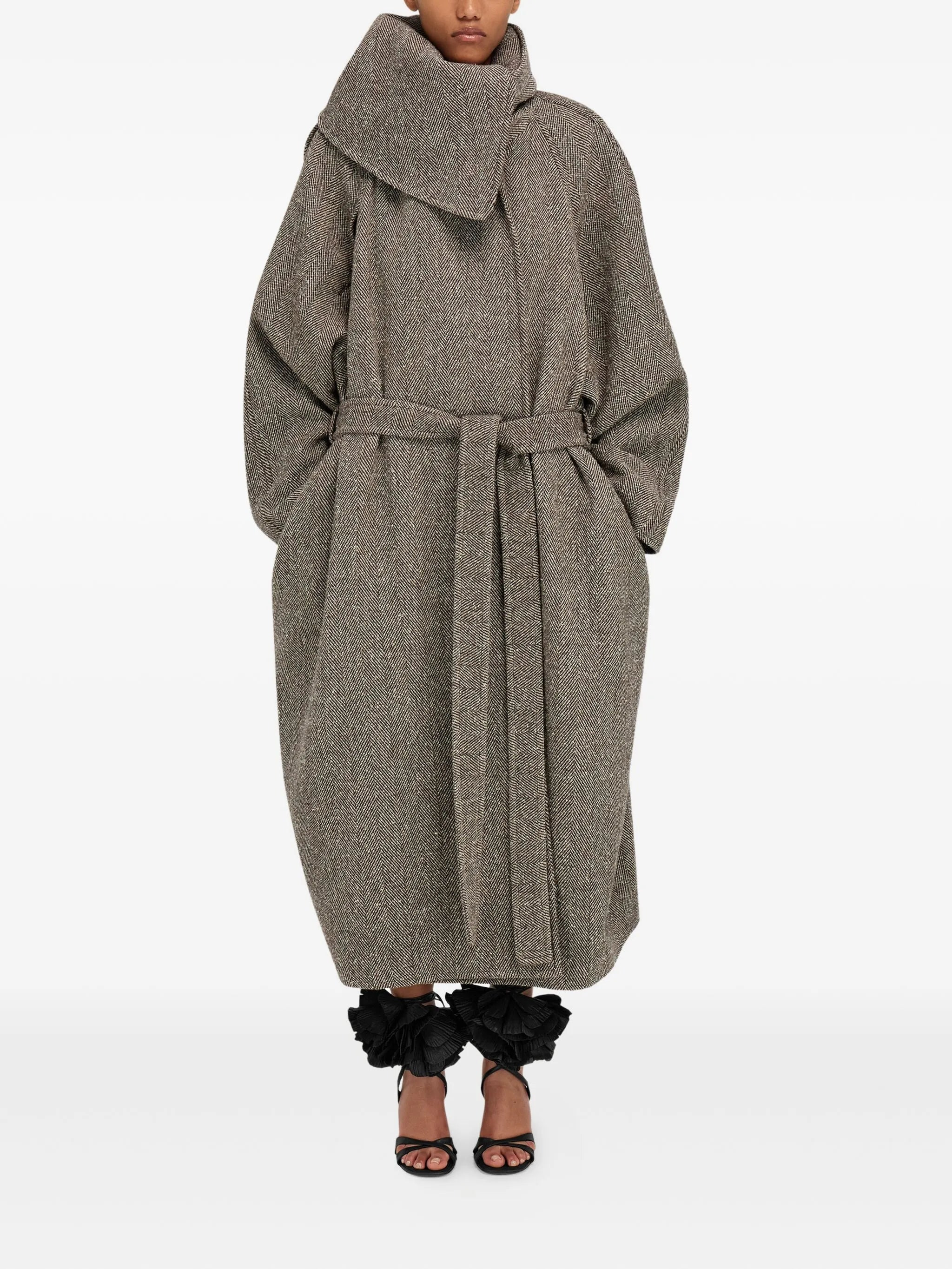Ferragamo Herringbone Belted Coat - 2