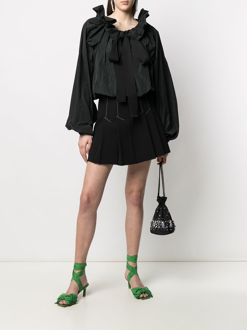 grosgrain puff-sleeve blouse - 2