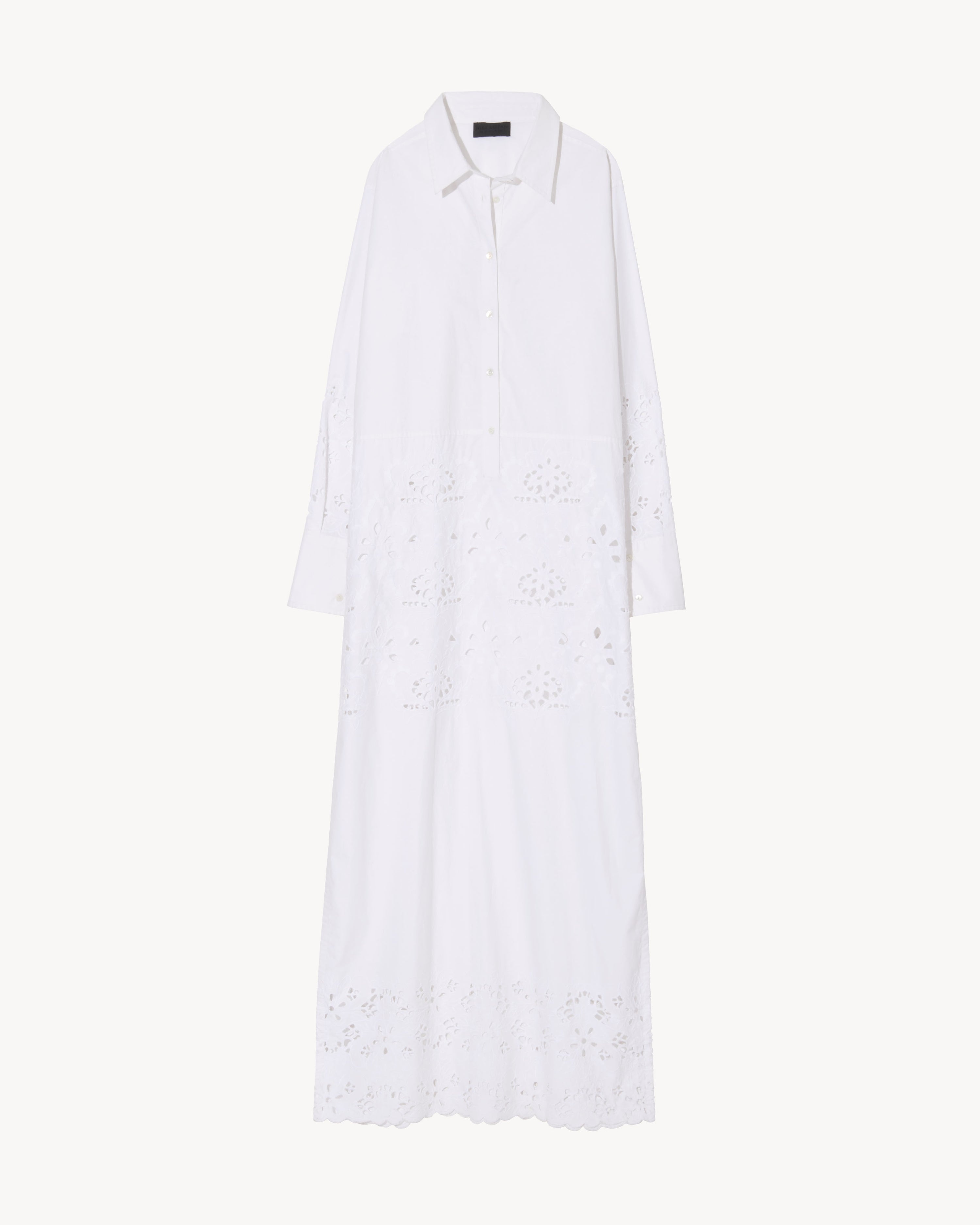 LOUANNE EMBROIDERED LONG POPLIN DRESS - 1