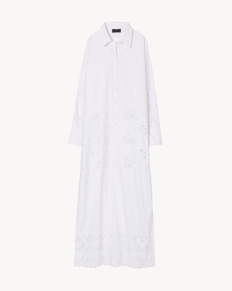 LOUANNE EMBROIDERED LONG POPLIN DRESS 1