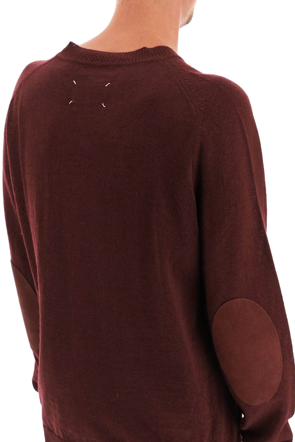 CREW NECK SWEATER WITH ELBOW PATCHES - 5