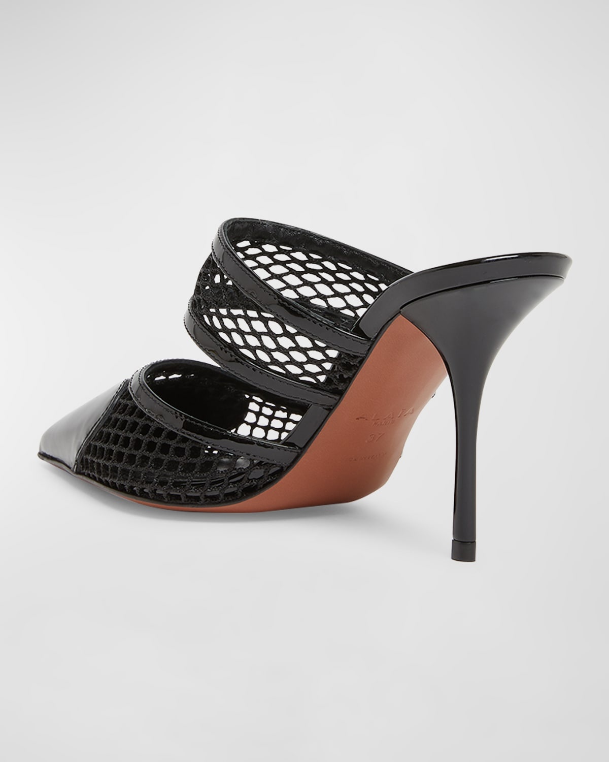 Patent Heart-Toe Stiletto Mules - 3