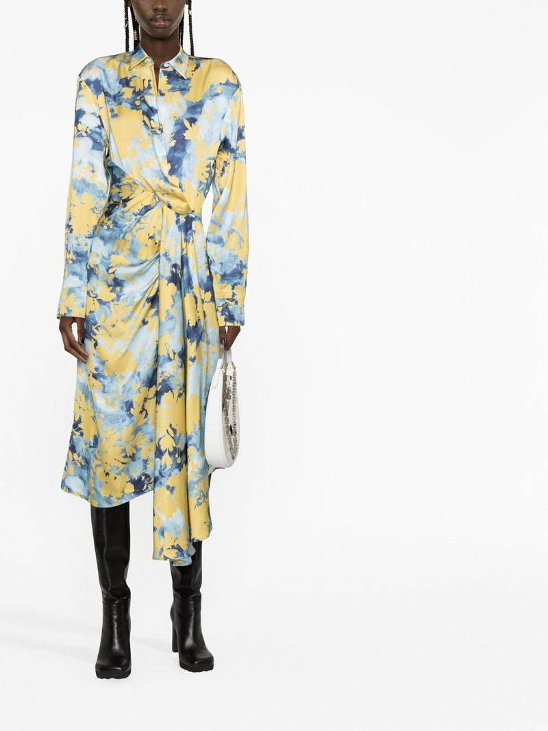 Off-White floral-print wrap shirtdress outlook