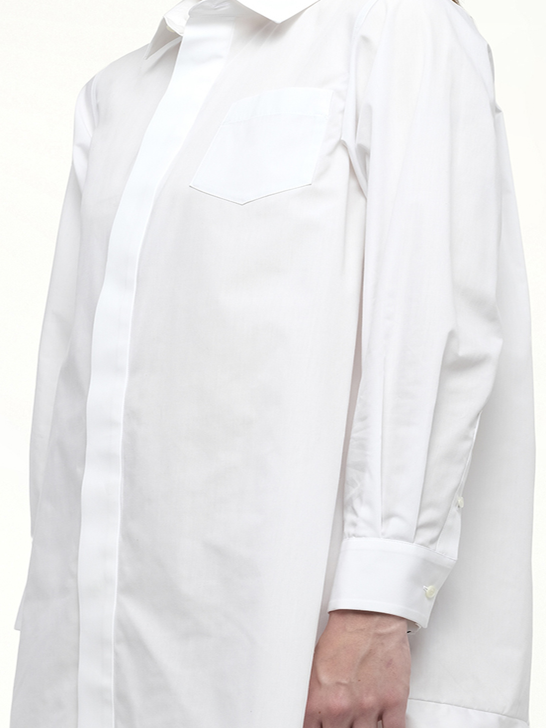Frill Poplin Dress in Off White - 3