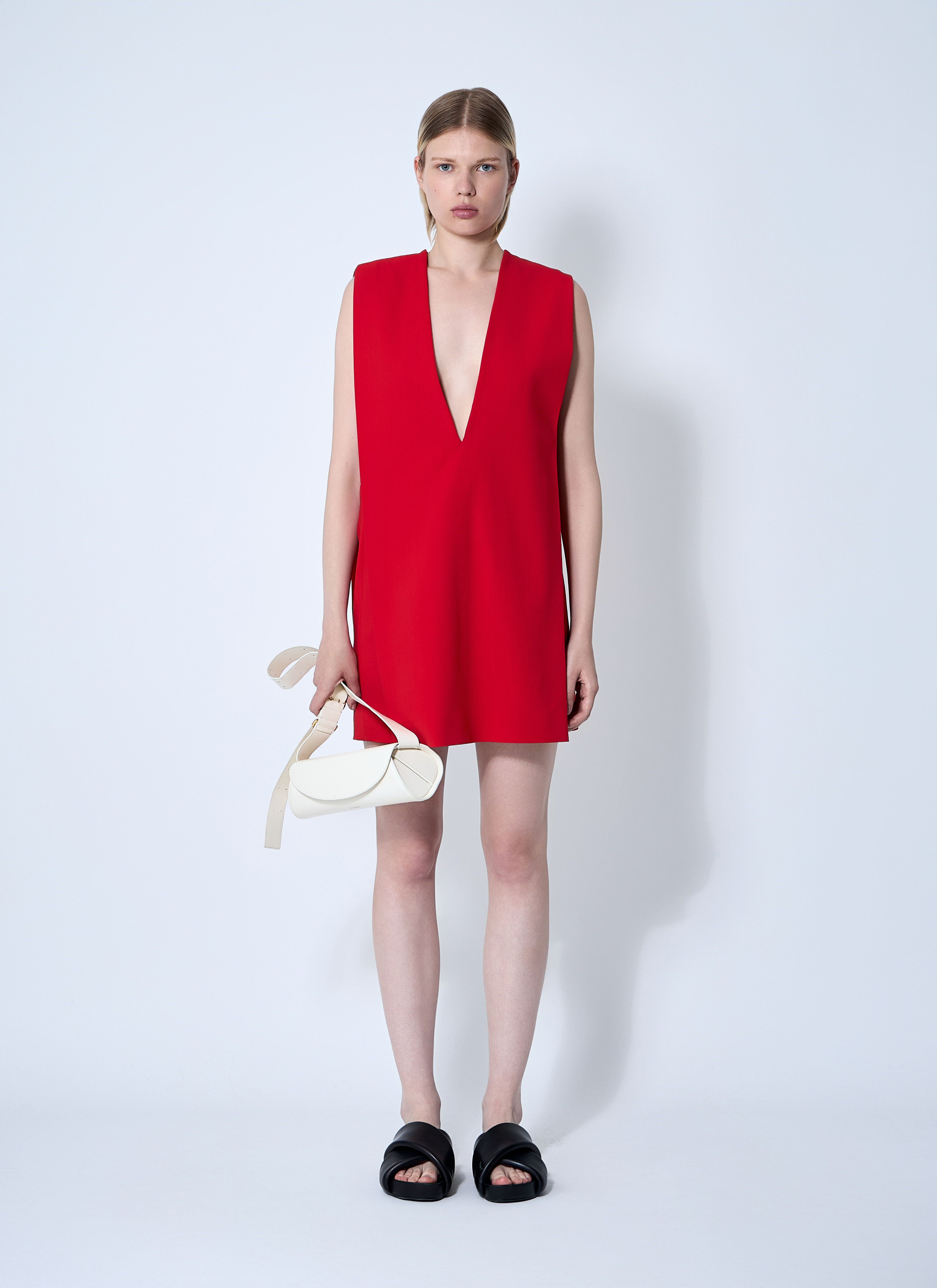 Plunge Mini Dress With Belt - 2