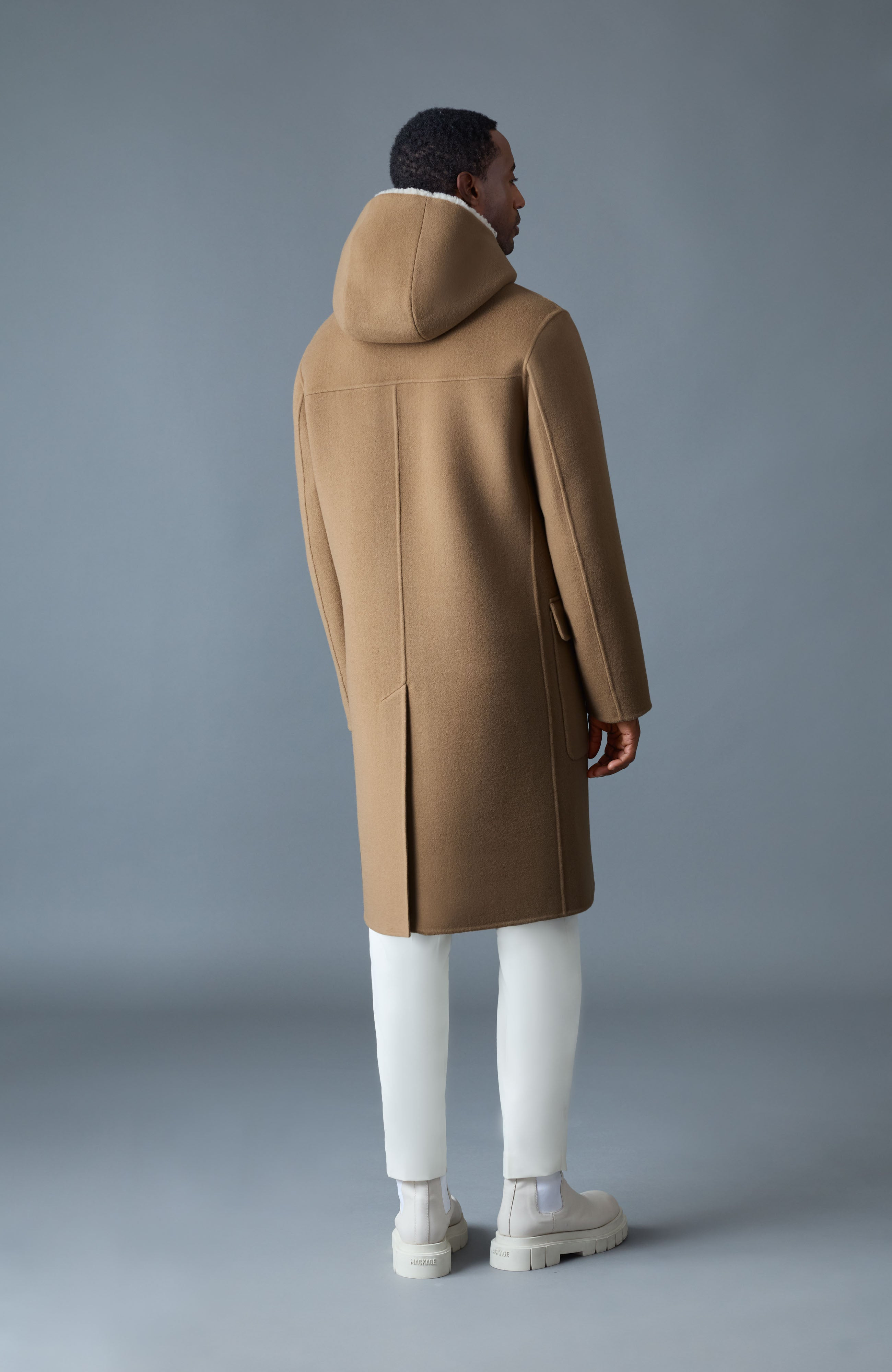 ABRAHAM Heavy double face wool long hooded coat - 4