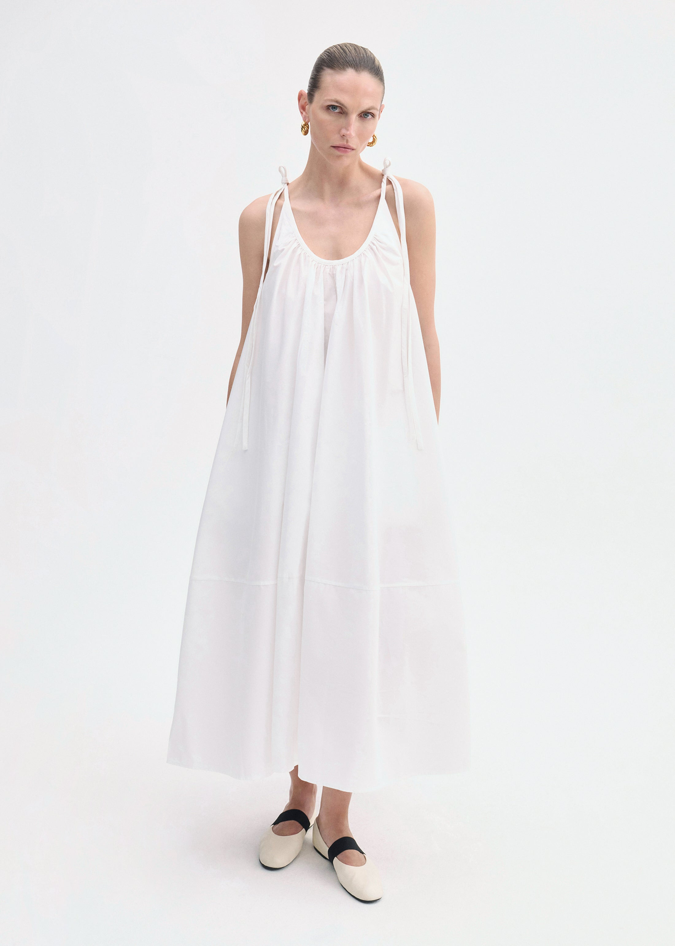 Gathered Halter Dress in Cotton Poplin - 2