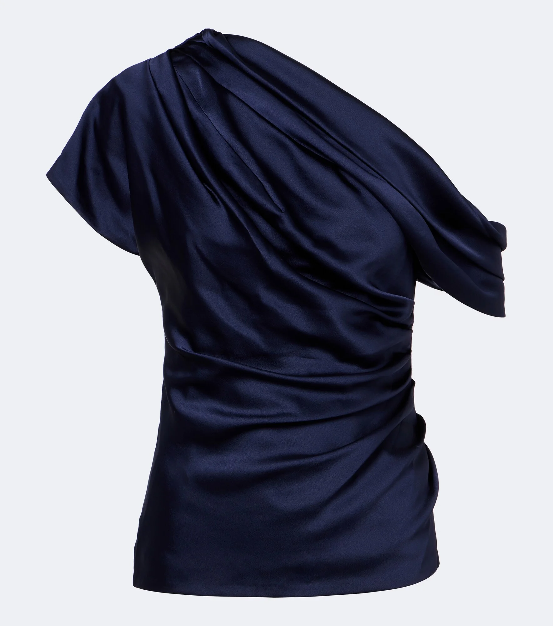 Phoebe one-shoulder draped satin top - 1