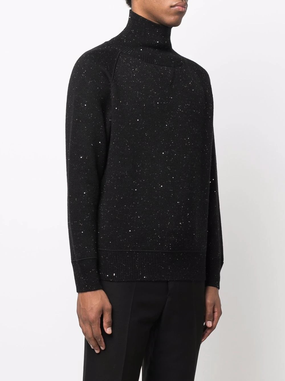 speckle-knit roll neck jumper - 3