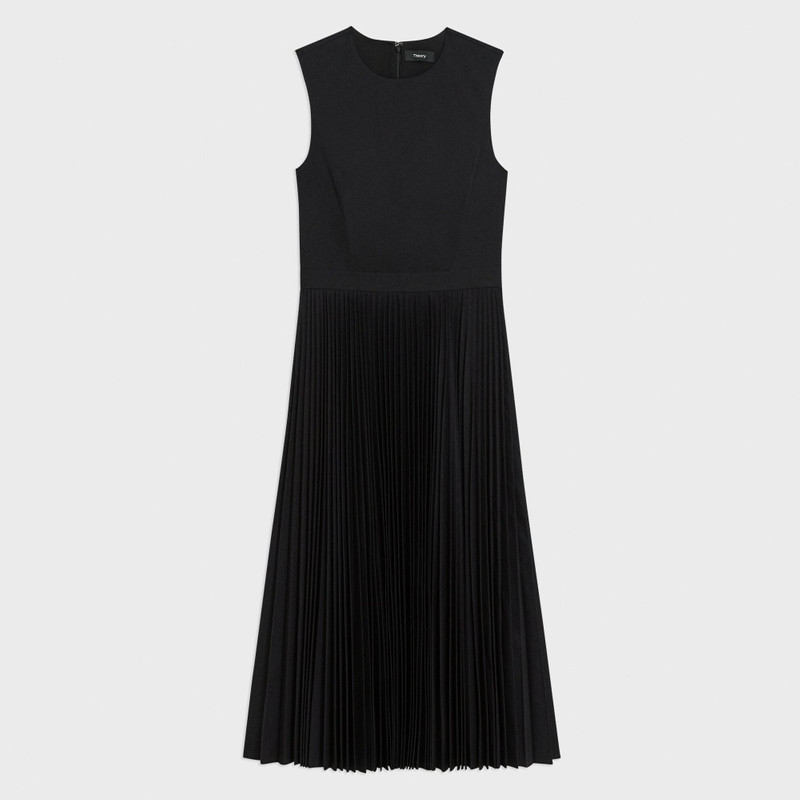 Pleated Midi 드레스 에 Sleek Poplin - 1