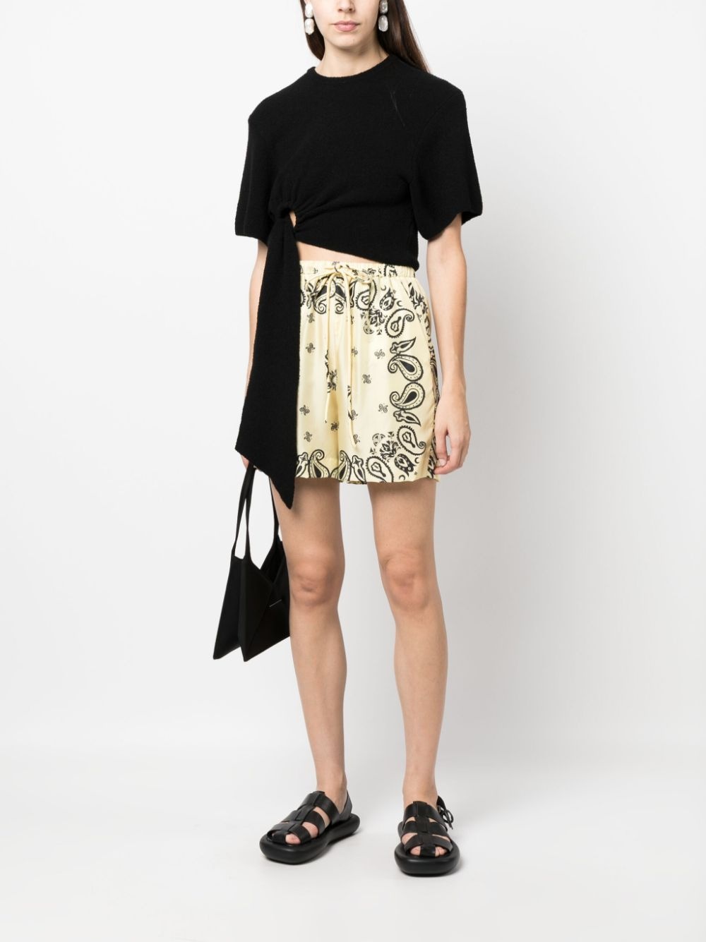 paisley-print silk shorts - 2