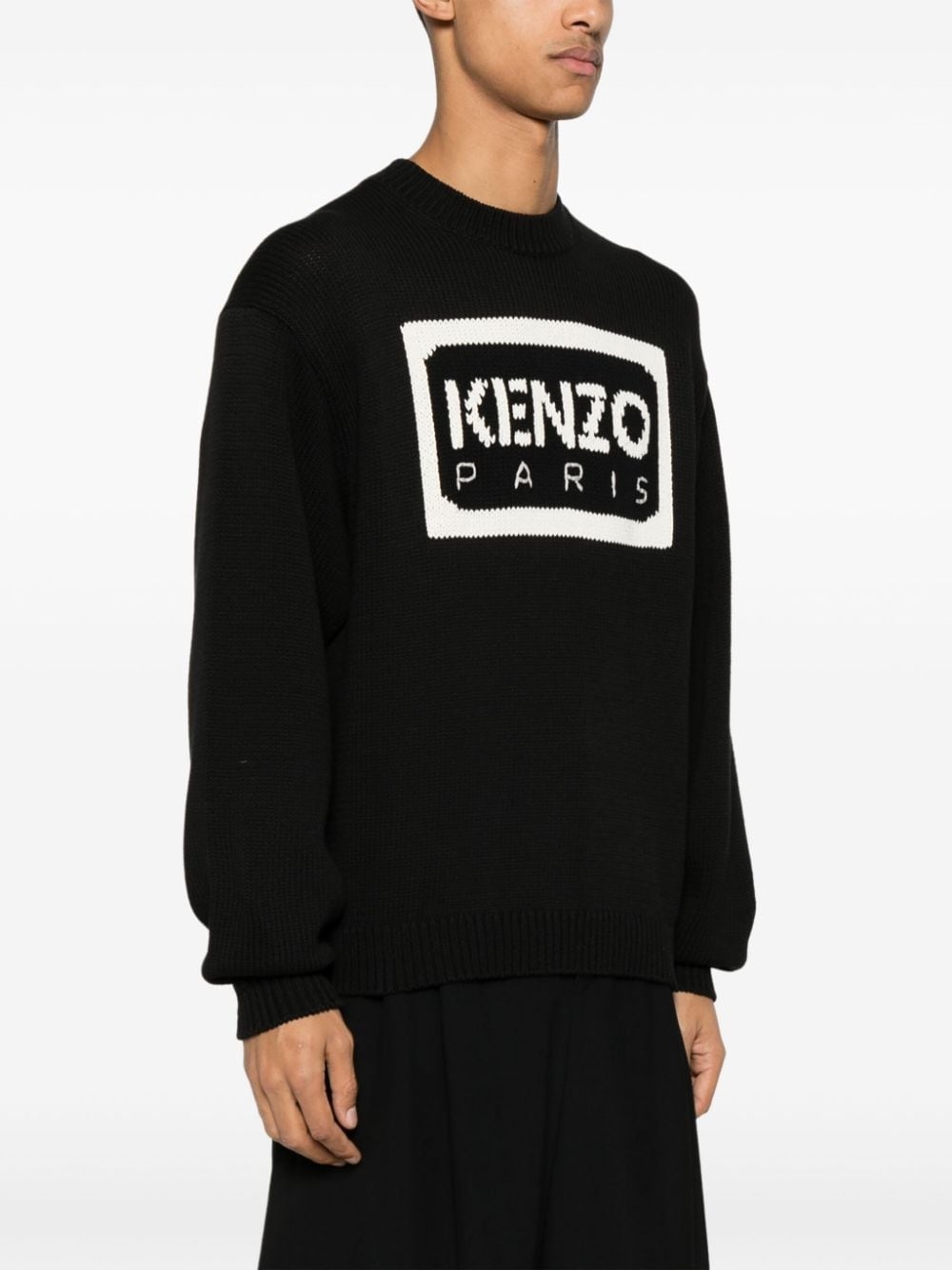 intarsia-logo knit jumper - 3