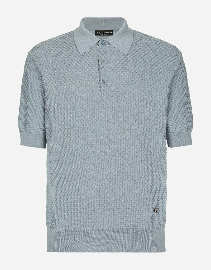 Stretch cotton polo-shirt with DG hardware 1