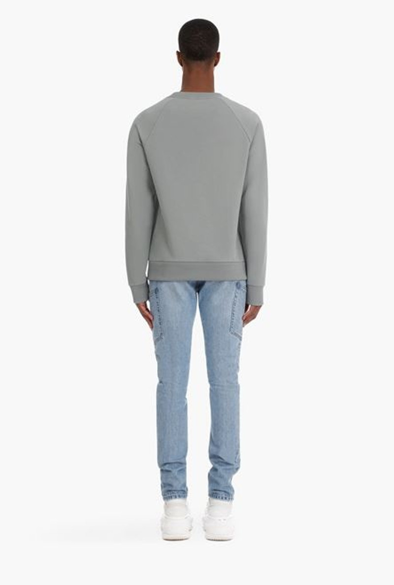 Gray cotton sweatshirt with embossed Balmain logo 3