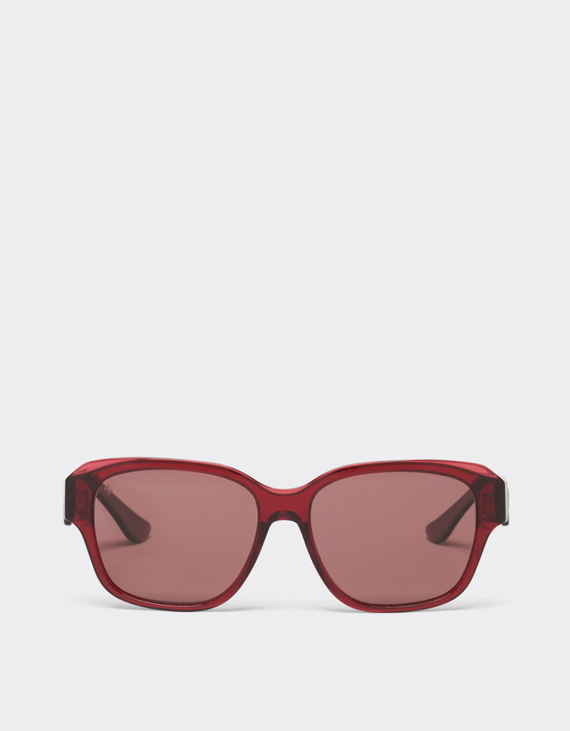 Ferrari sunglasses in transparent burgundy acetate with polarised purple lenses 1