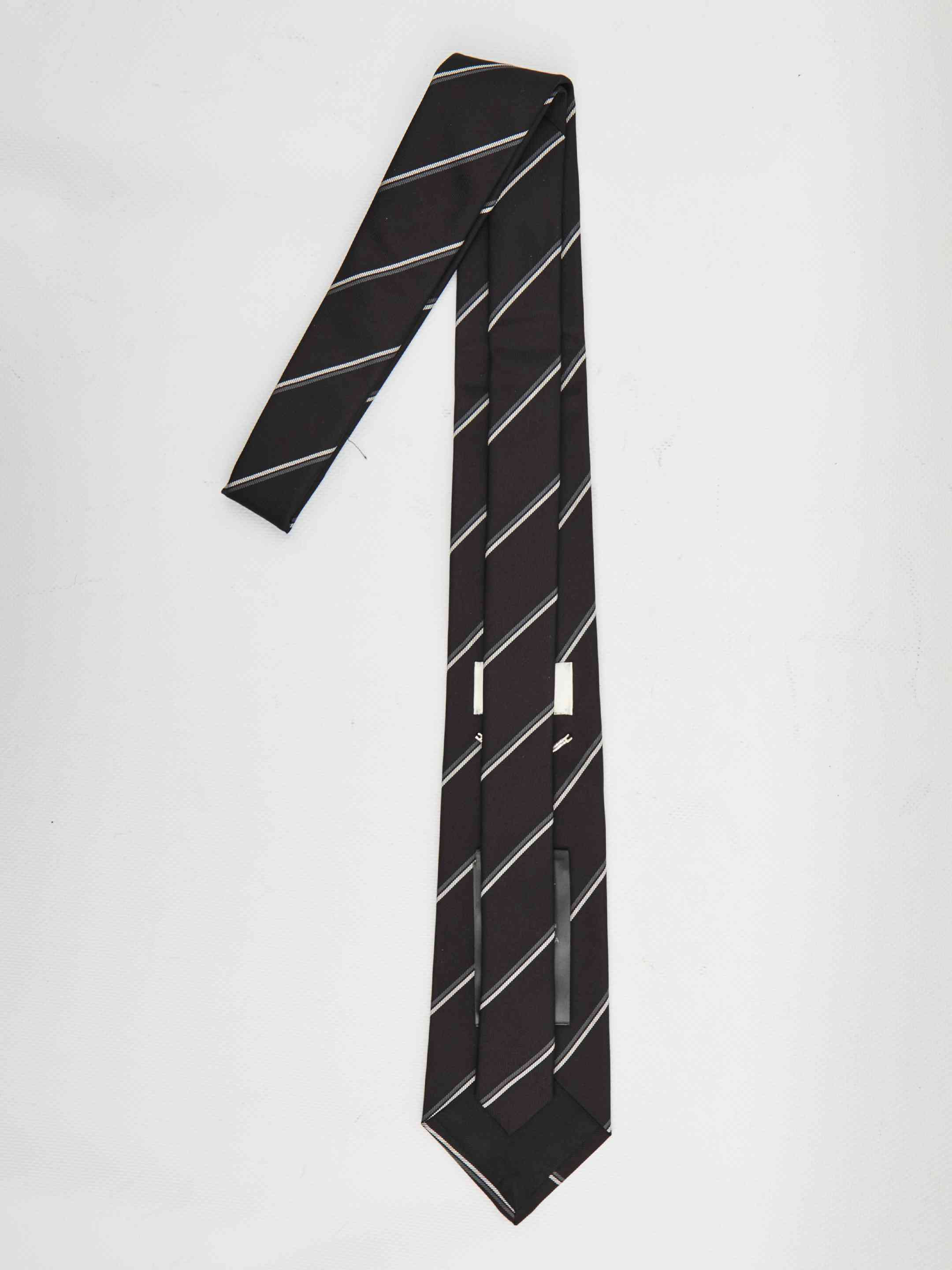 Saint Laurent Men Striped Wide Tie In Silk - 2