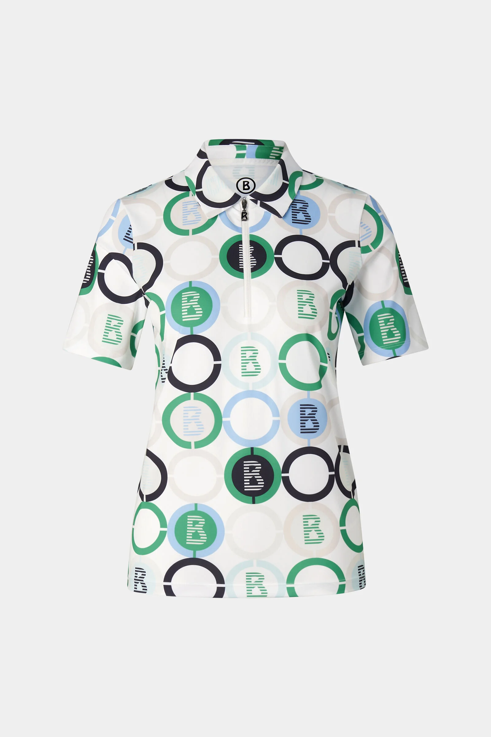 Taya functional short-sleeved top in Green/blue/off-white - 1