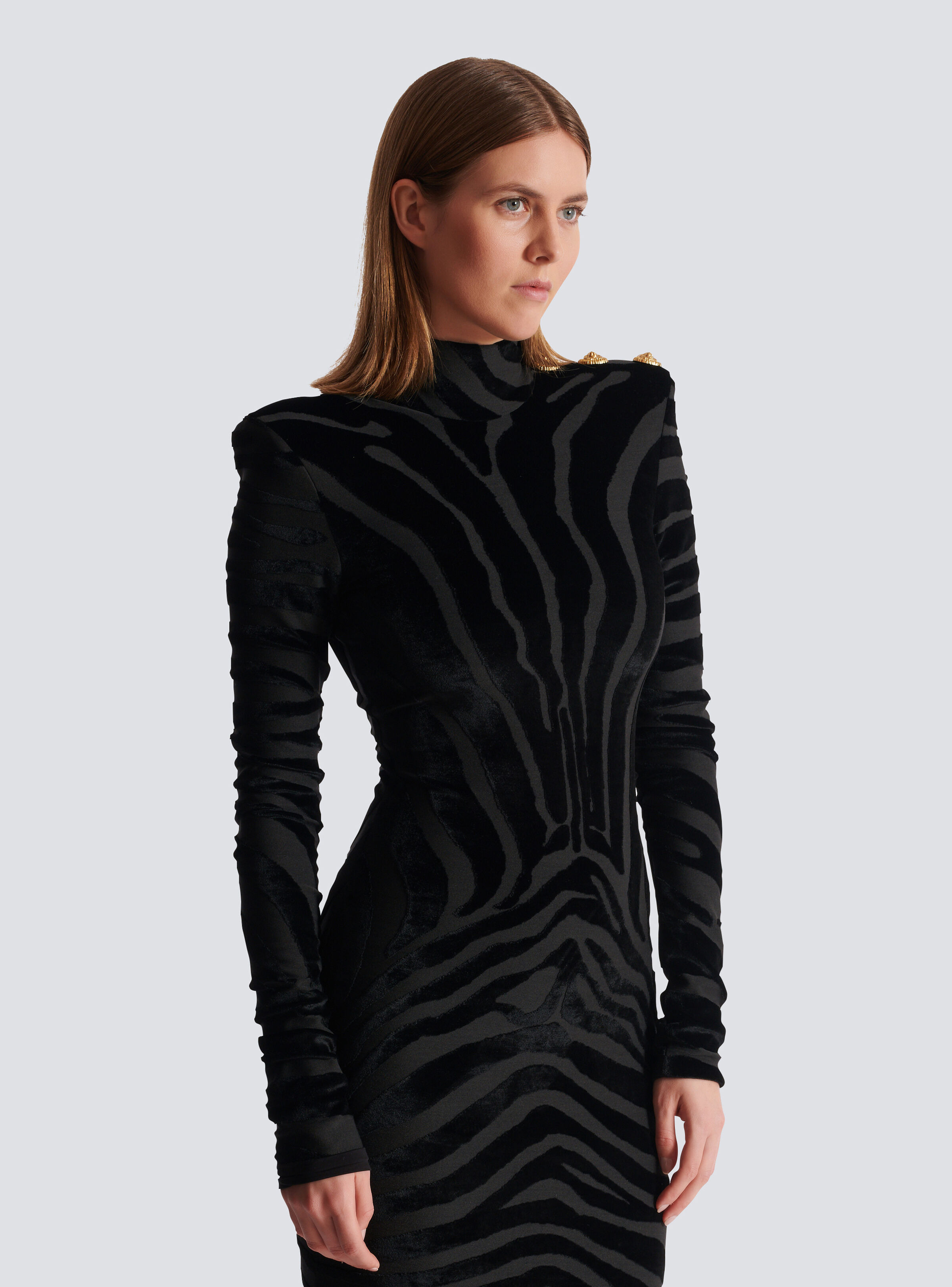 Short zebra-print velvet dress - 7