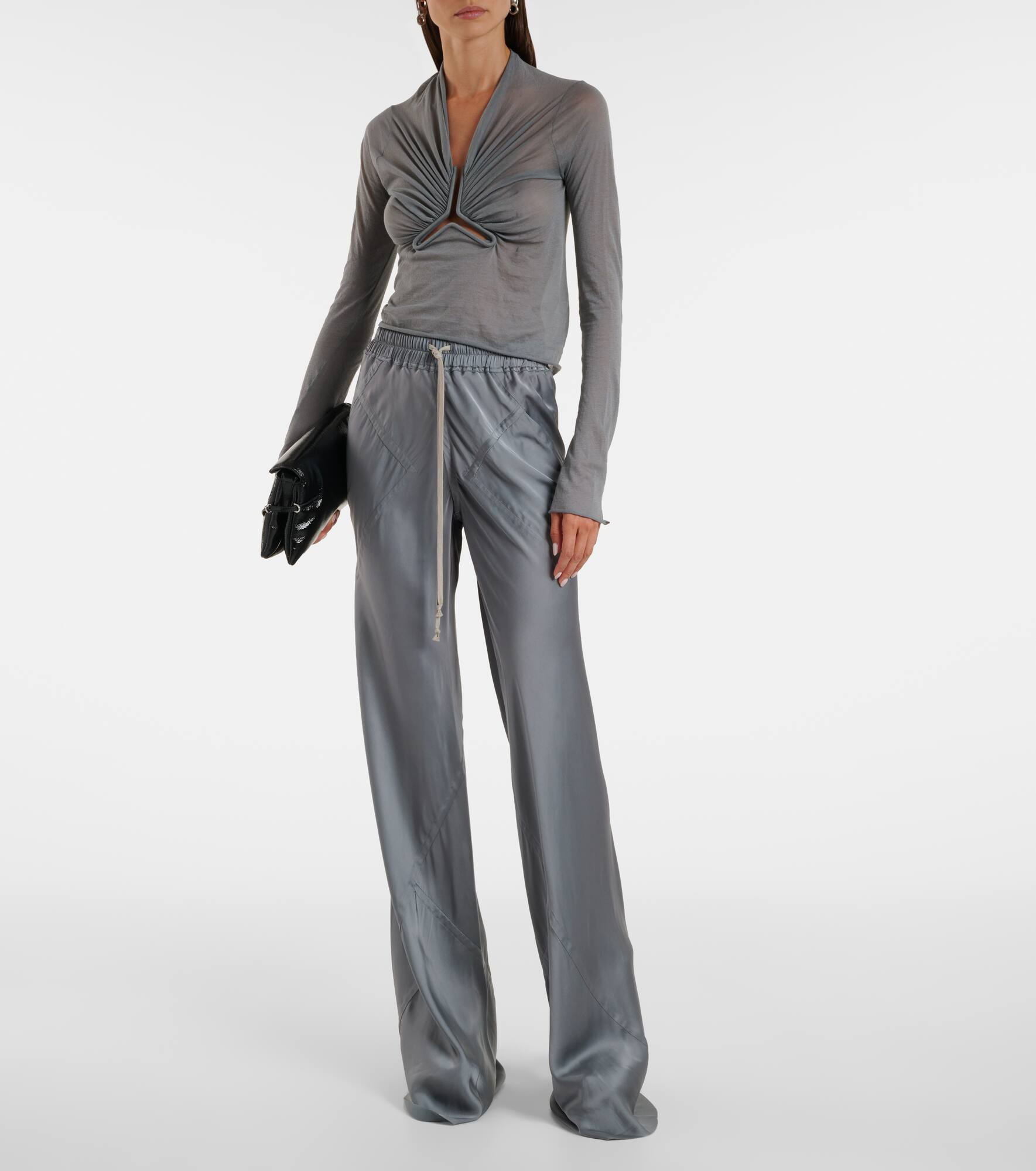 Oversized charmeuse wide-leg pants - 2
