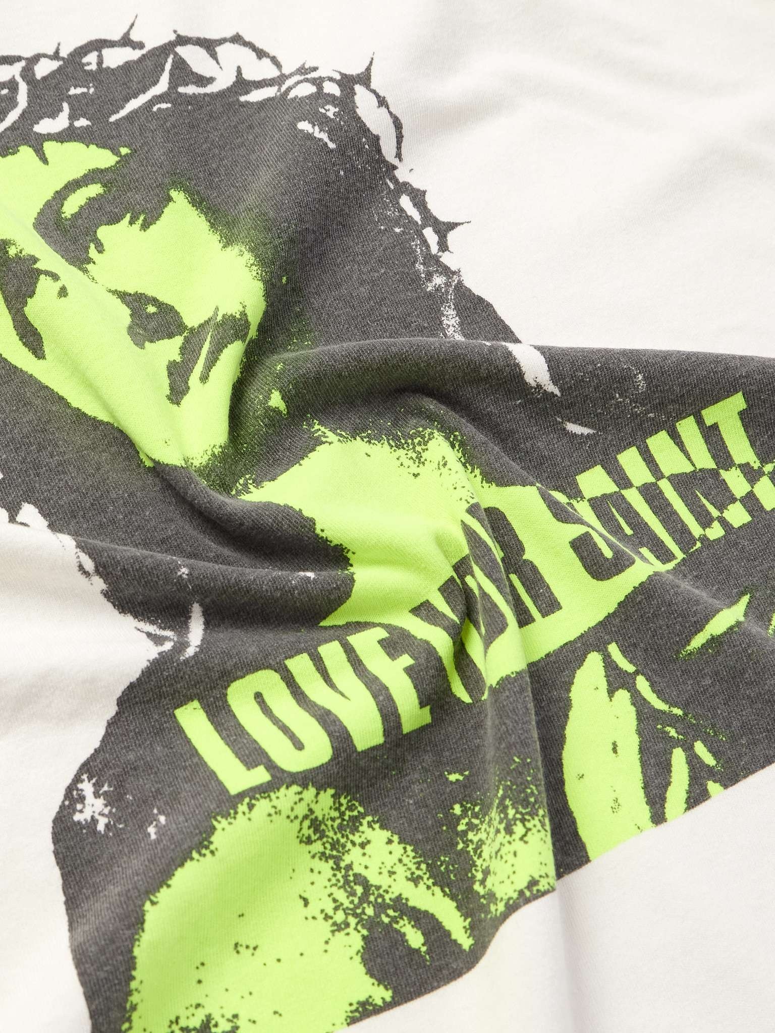 Barb Wire Mary & Love Your Saint Printed Cotton-Jersey T-Shirt - 4