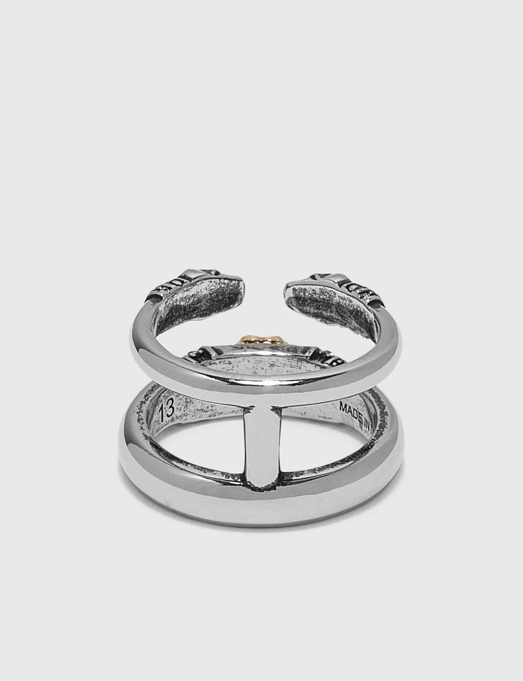 Skull and Charm Seal Double Ring - 3