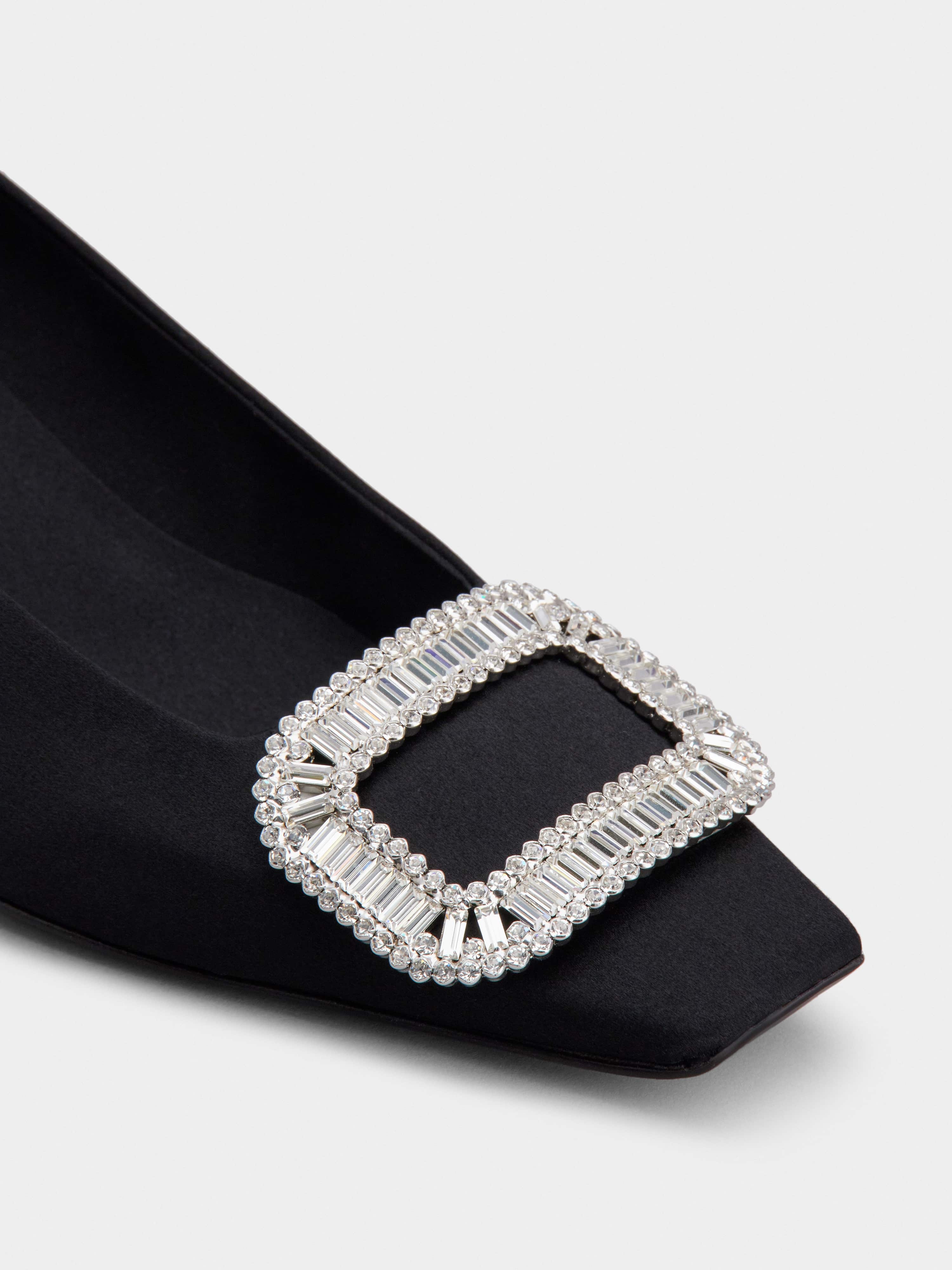 Belle Vivier Pilgrim Buckle Pumps in Satin - 3