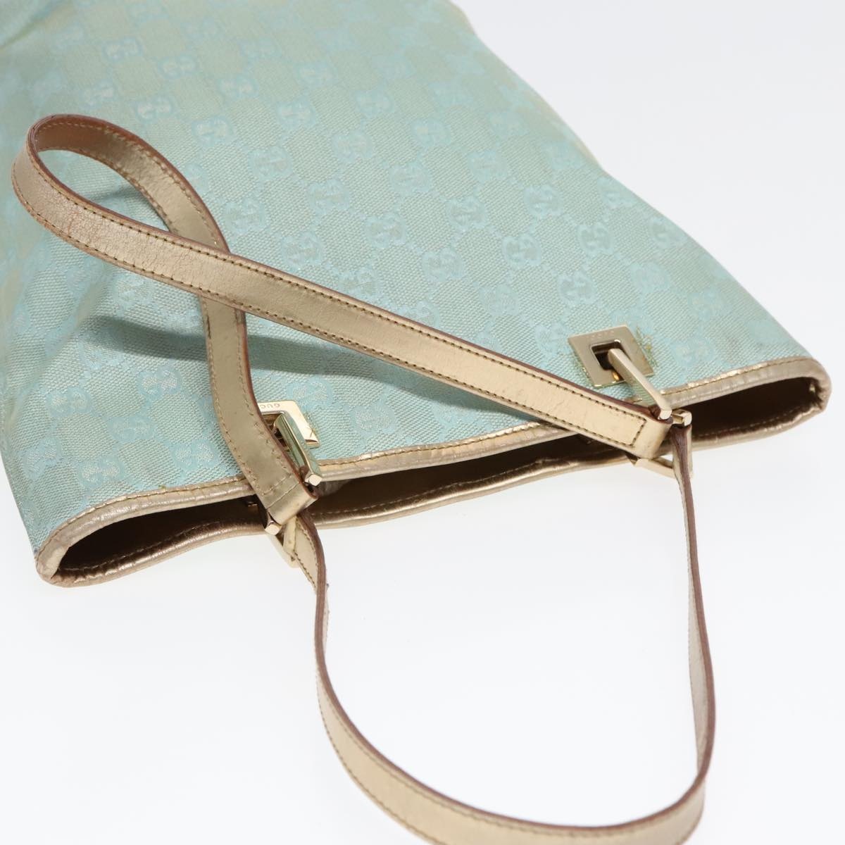 GUCCI GG Canvas Tote Bag Light Blue Gold 002 002 - 6