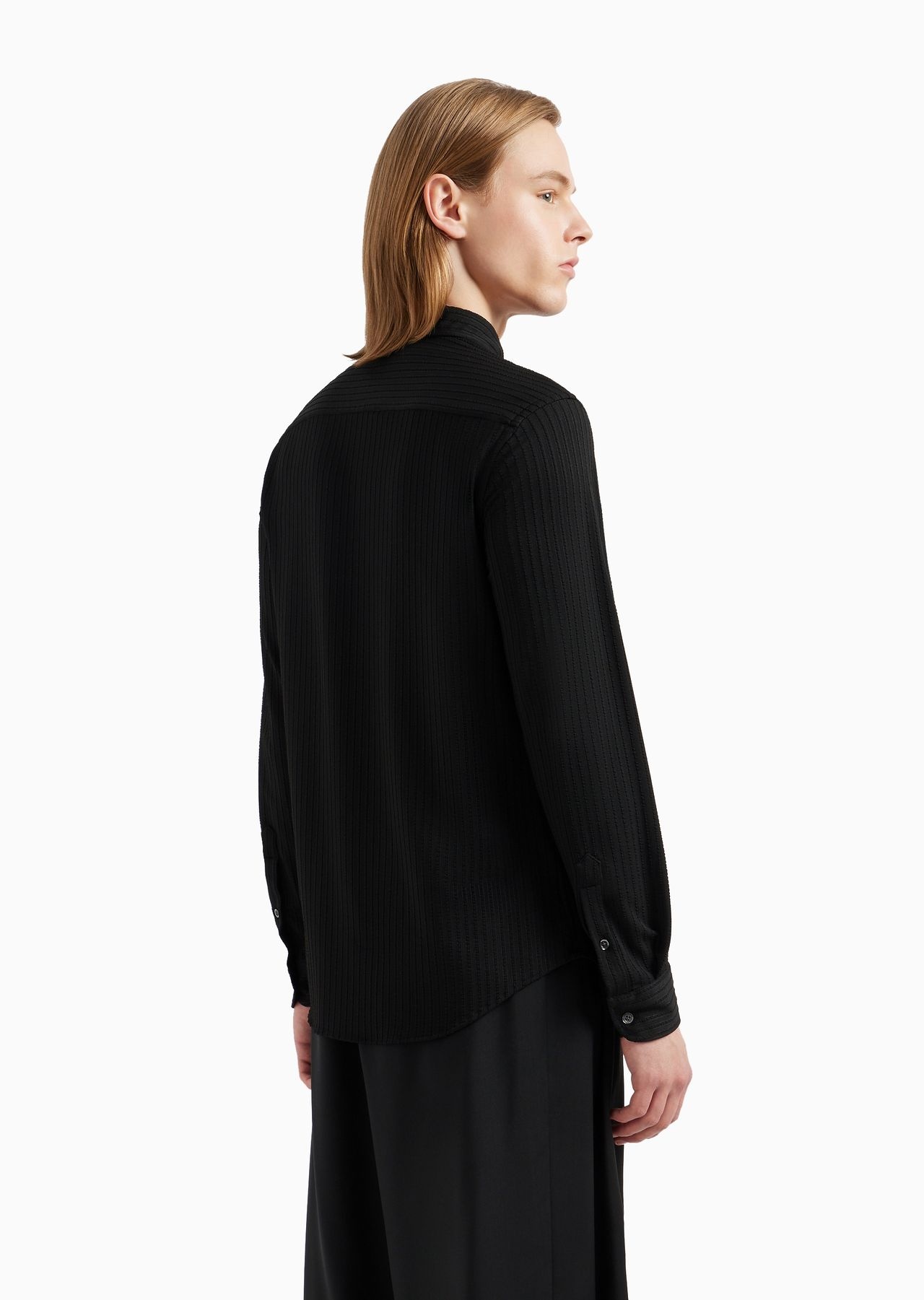 Classic-collar shirt in stretch fabric with an embossed motif - 3