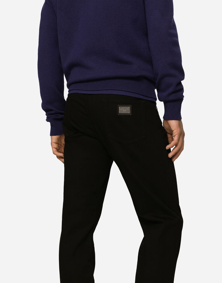 Regular-fit black wash stretch jeans - 5