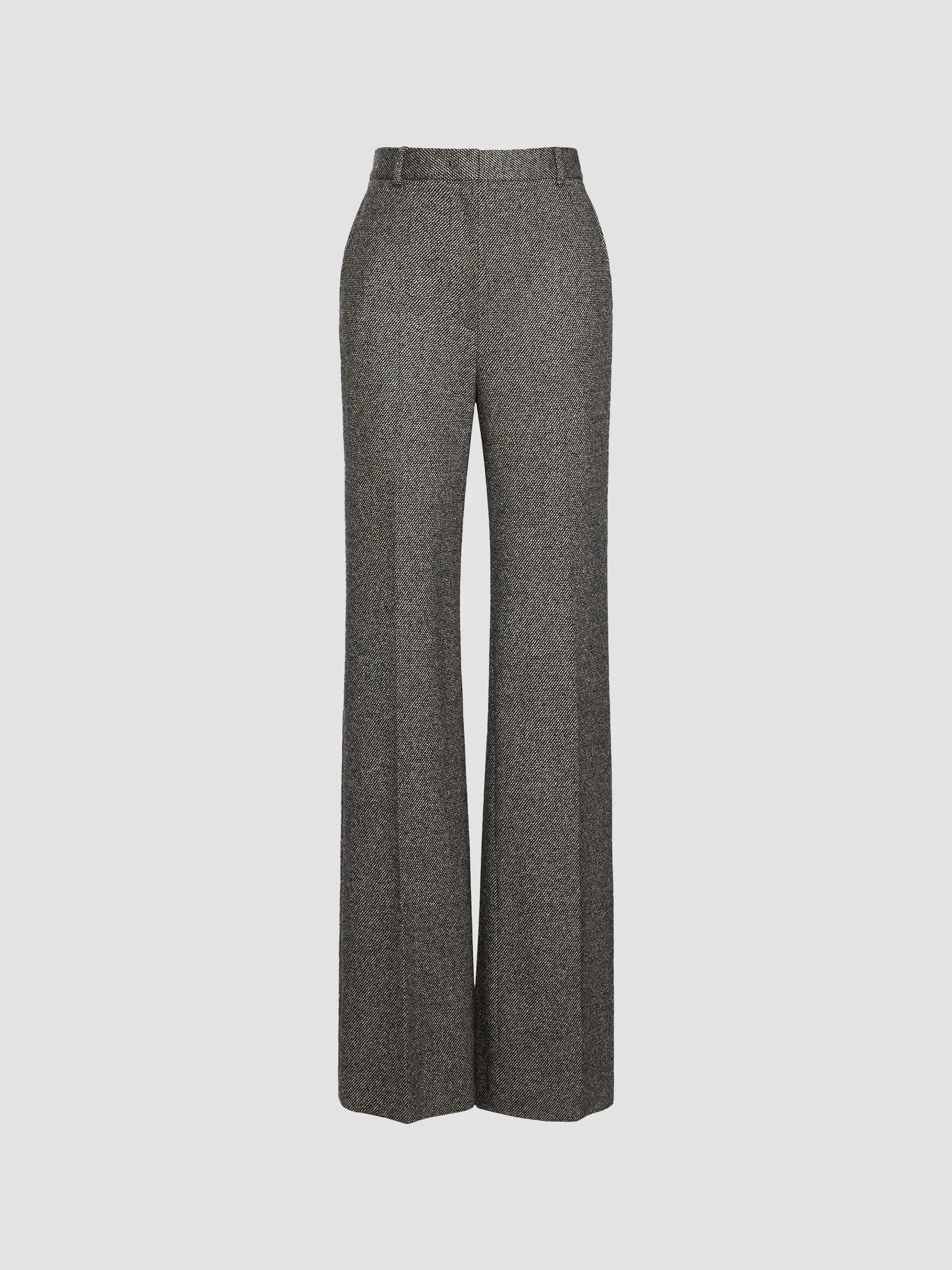 Women's Flared Jacquard Jersey Trousers - Camel - 1