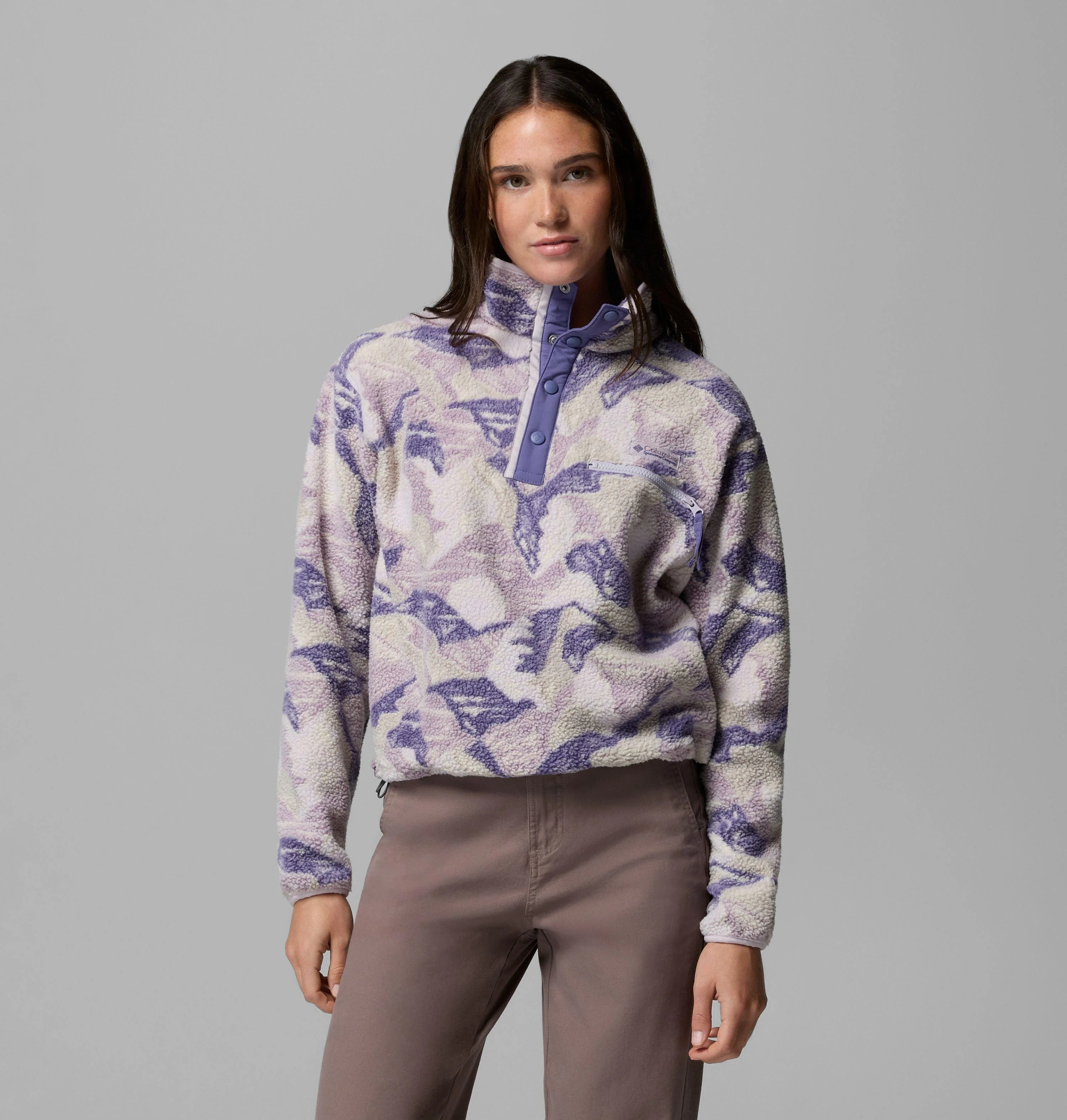 Women's Helvetia II Printed Cropped Half Snap Fleece Pullover - 1