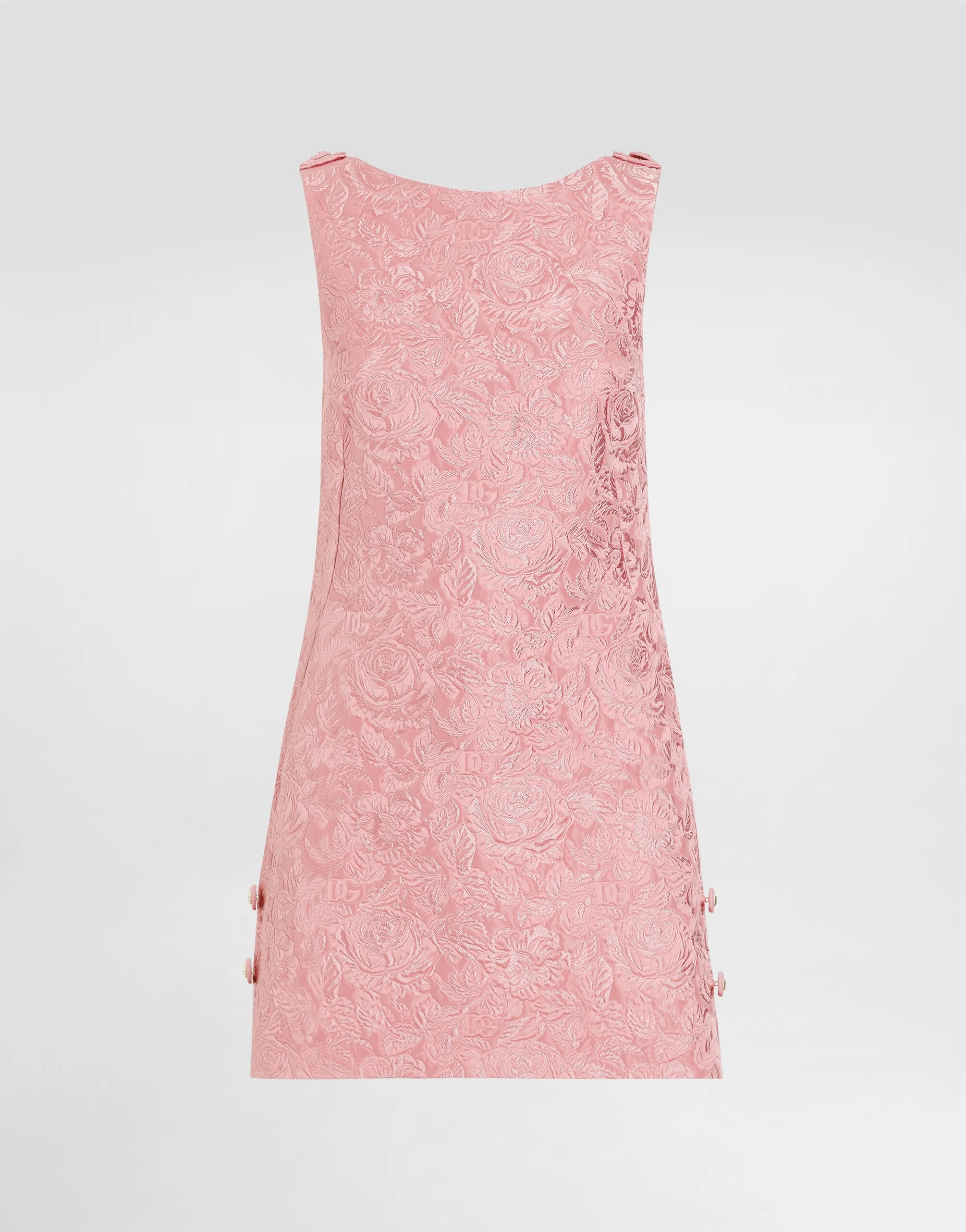 Short floral quilted jacquard sack dress - 1