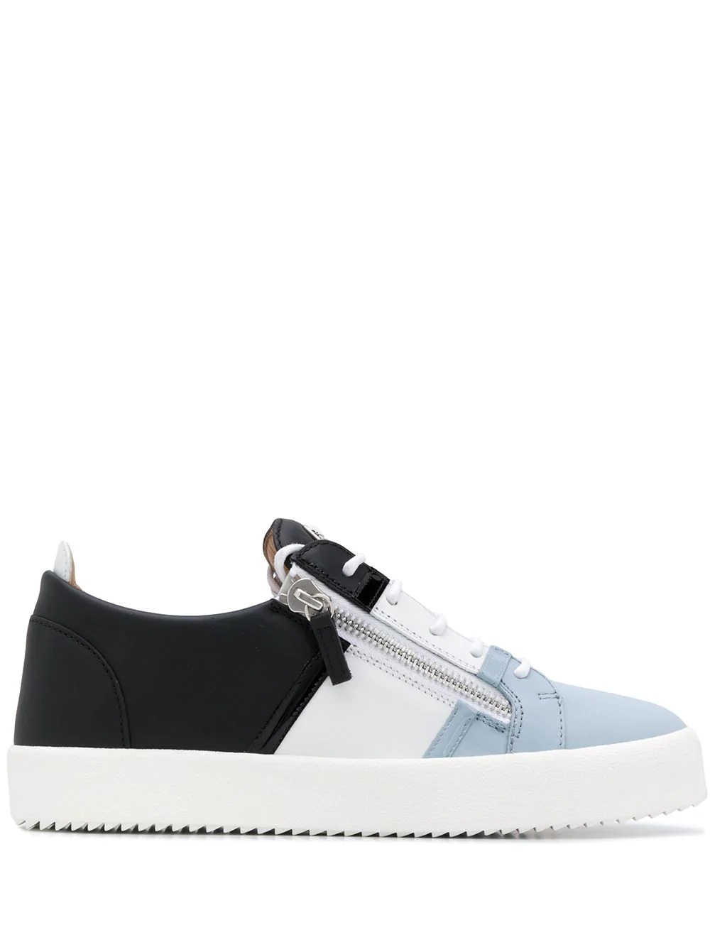 colour block low-top sneakers - 1