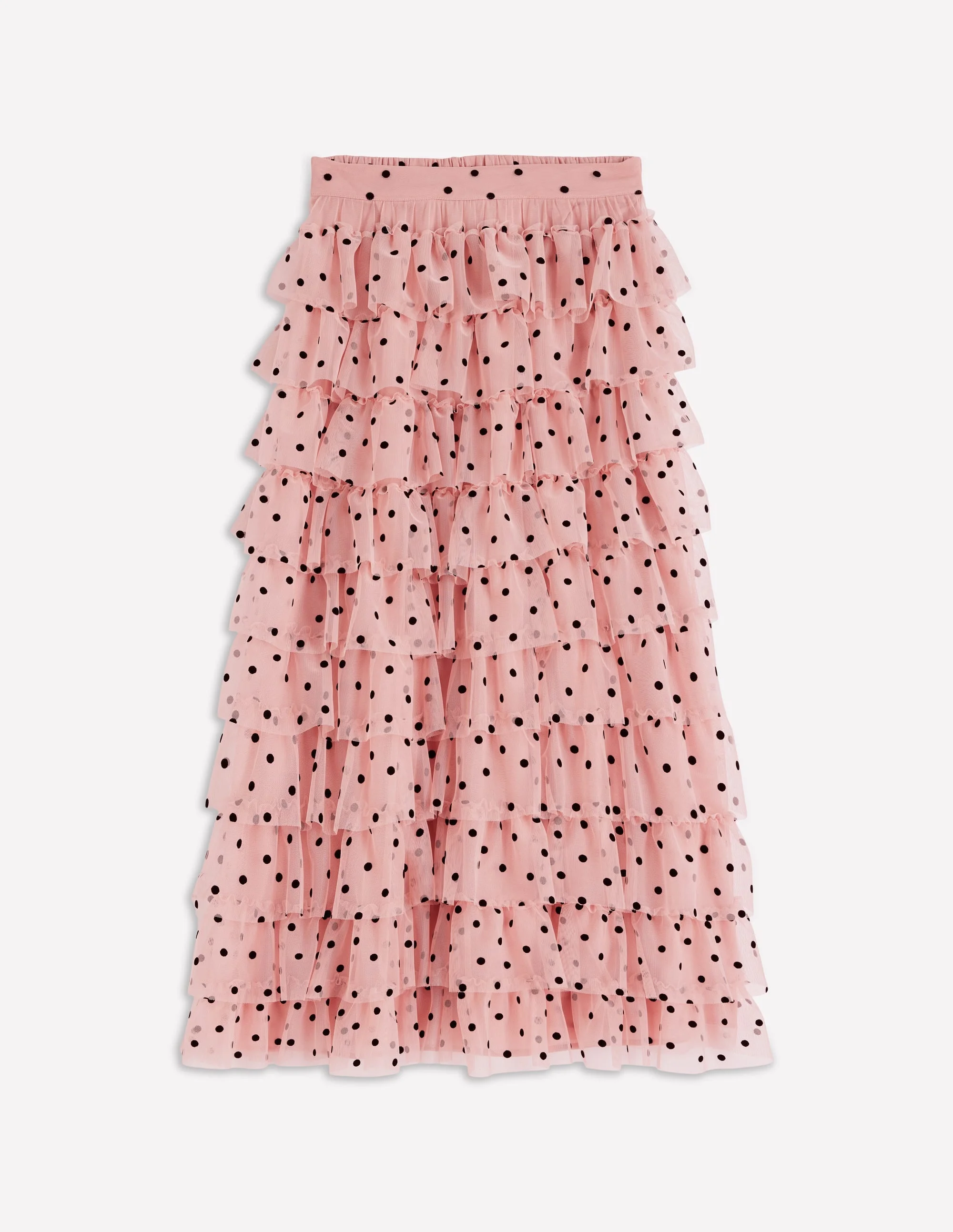 Tulle Tiered Skirt-Pink Painted Dot - 1