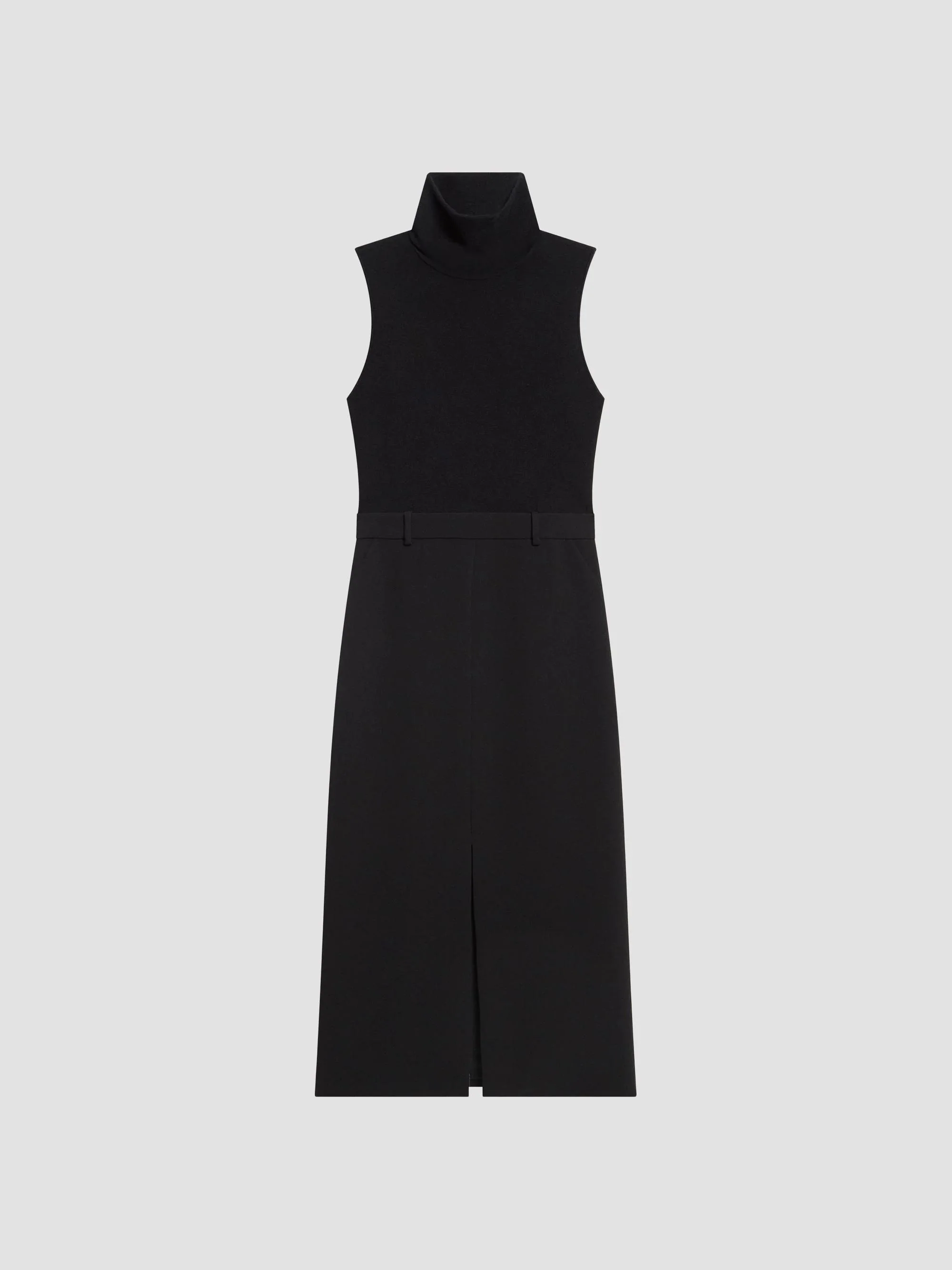 Women's Funnel Neck Sleeveless Midi Dress - Black - 1