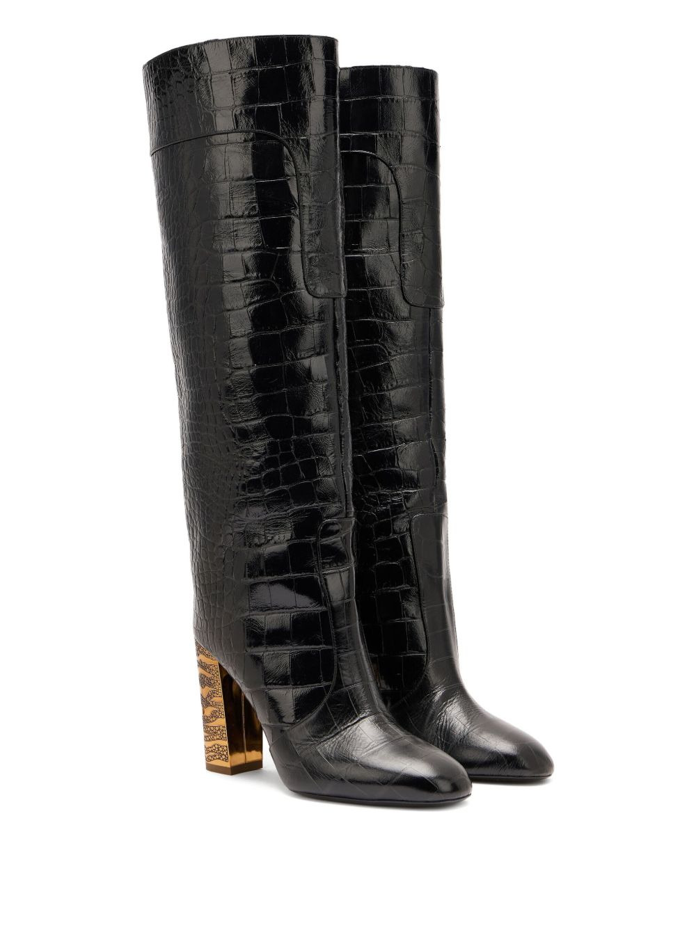 crocodile-effect leather boots - 2