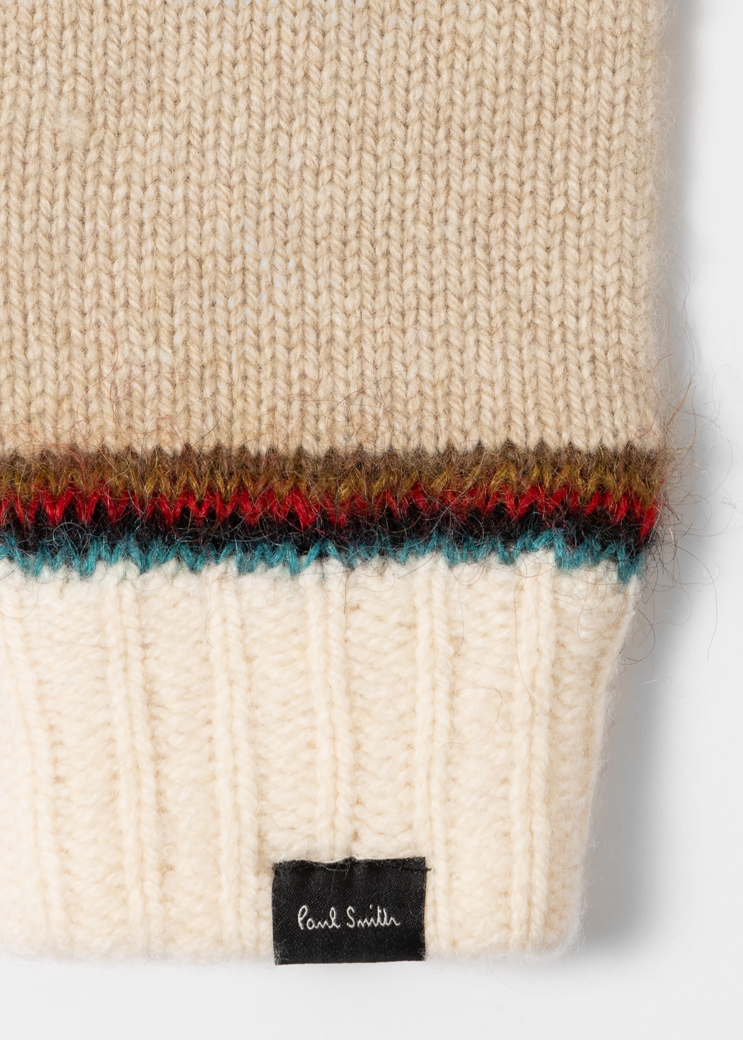 Oatmeal 'Signature Stripe' Wool Gloves - 3