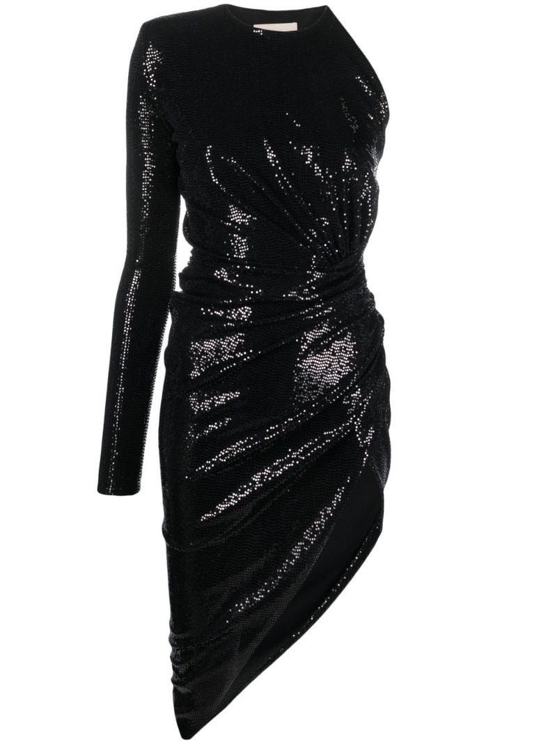 microcrystal-embellished asymmetric dress - 1