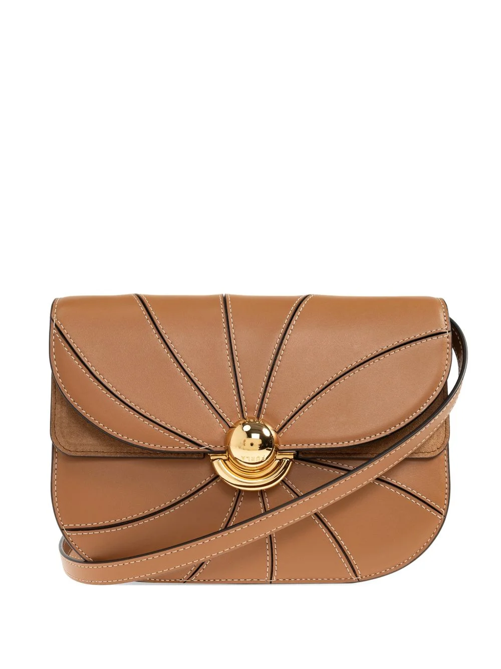 Sfera topstitch turn-lock small shoulder bag - 1