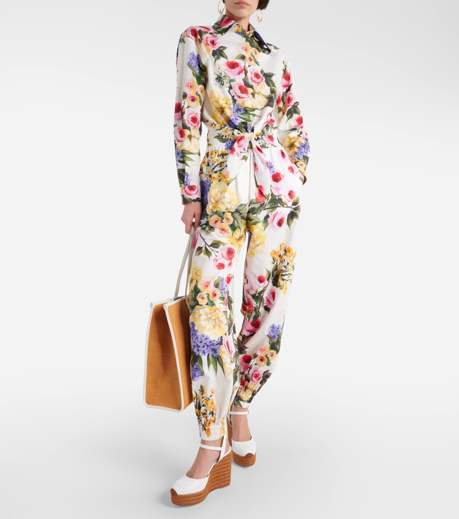 Floral cropped cotton poplin shirt - 2