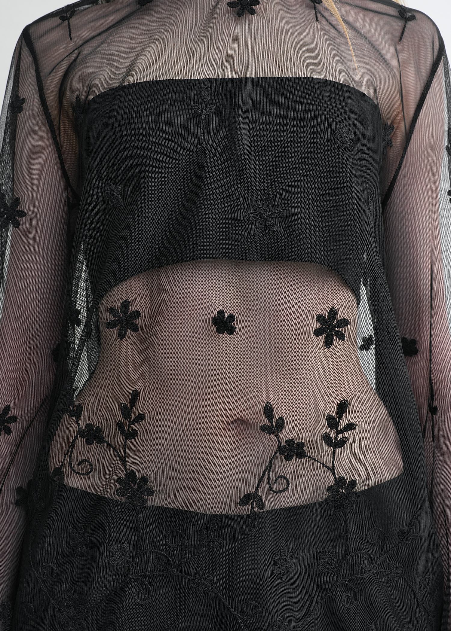 Floral tulle blouse black/black - 5