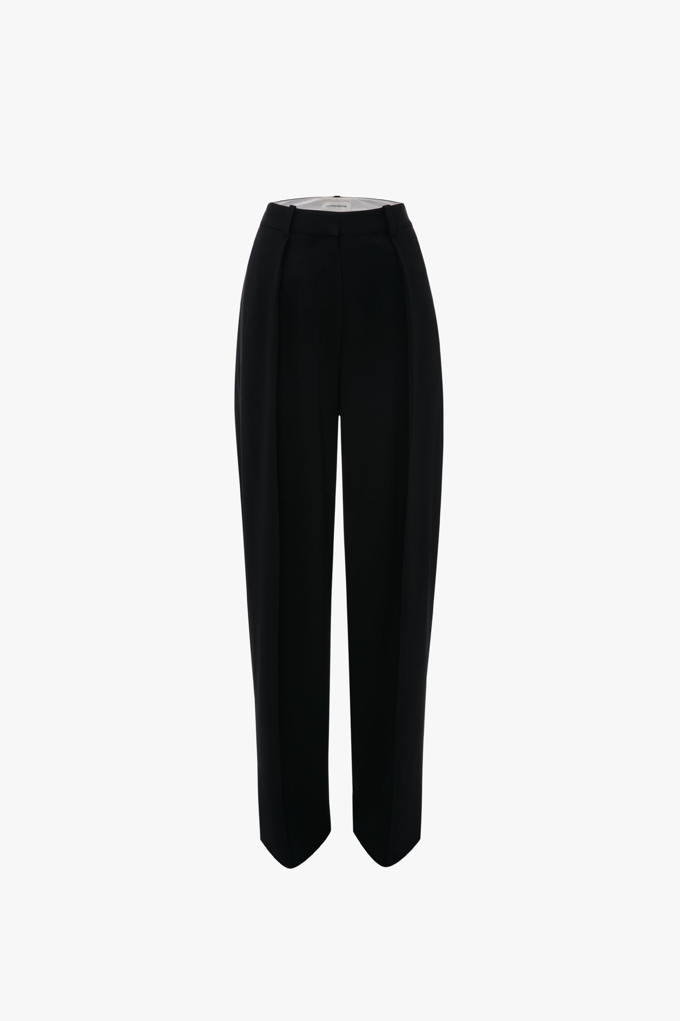Wide Leg Pleated Trouser in Black - 1